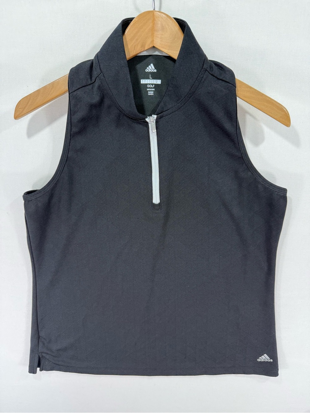 adidas Ultimate365 Zip Sleeveless Golf Mock Top Black Large